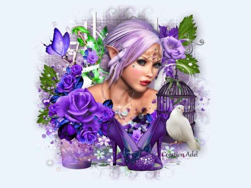 Elf Woman with Purple Hair — Fantasy