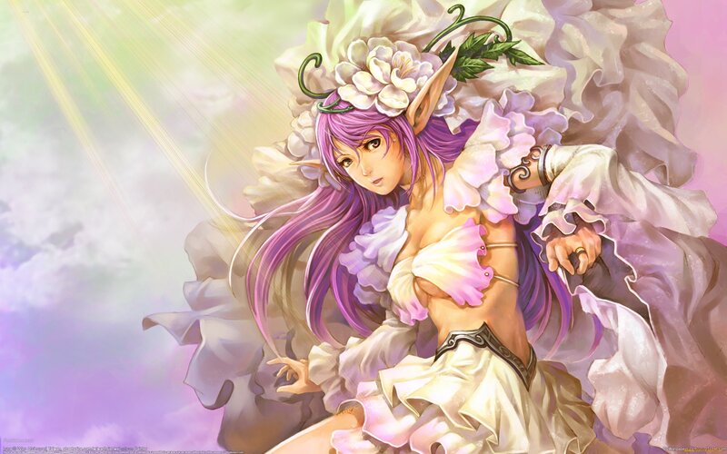 Elf Woman with Purple Hair — Serene, Morning