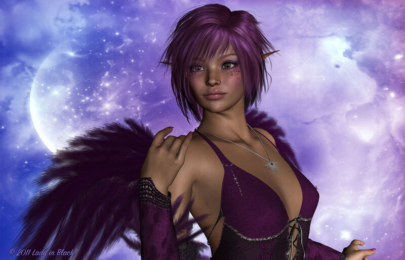 Elf Woman with Purple Wings
