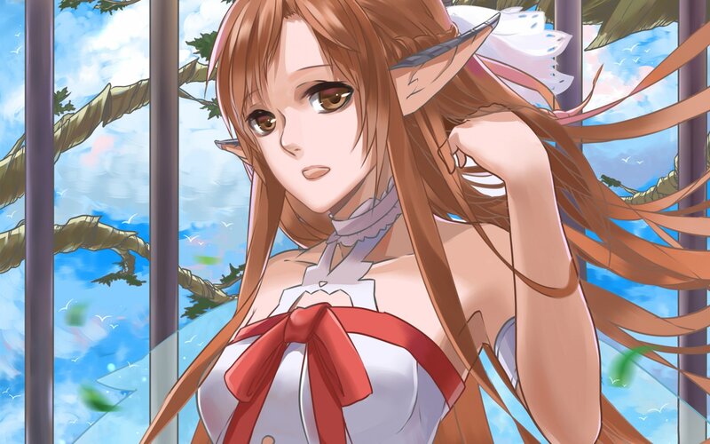 Elf Woman with Red Bow — Brown
