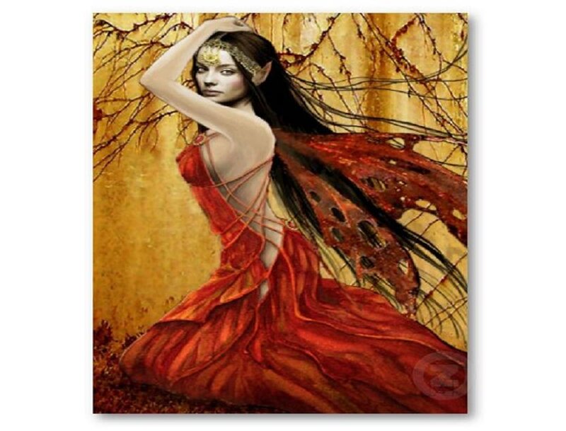 elf woman with red dress