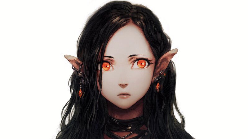 Elf Woman with Red Eyes — Black, Neutral