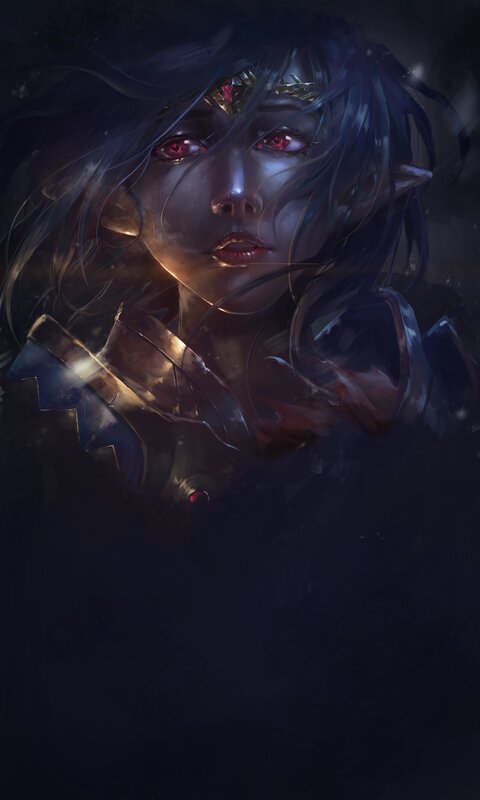 Elf Woman with Red Eyes — Black