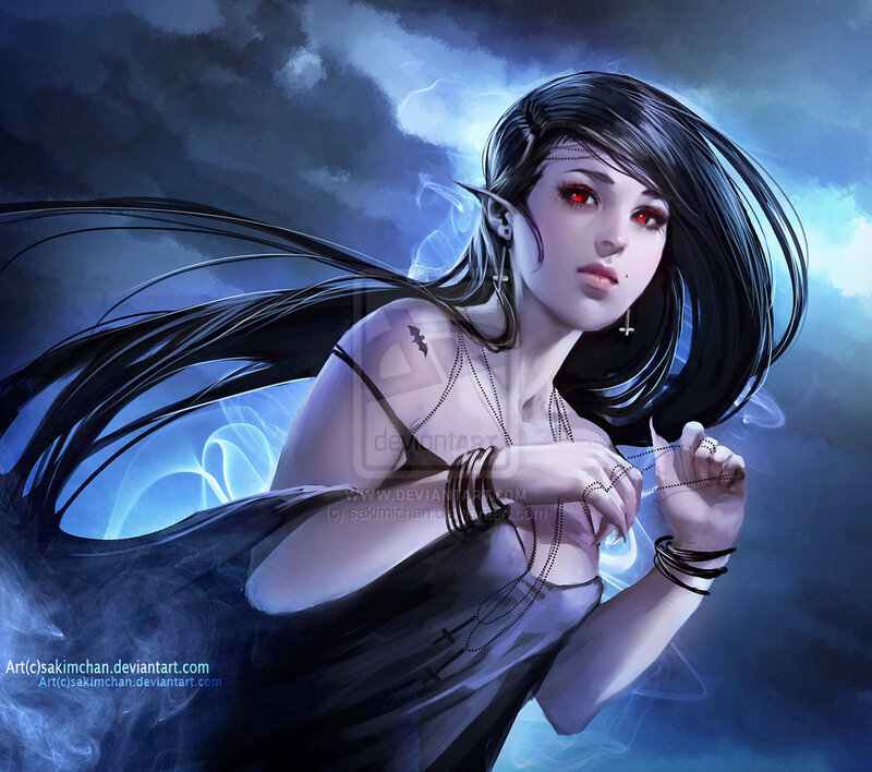 Elf Woman with Red Eyes — Blue