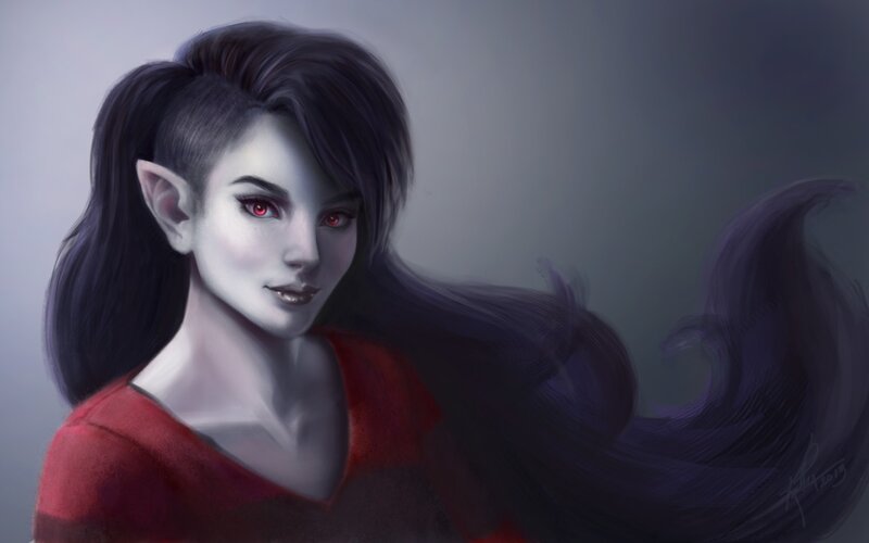 Elf Woman with Red Eyes — Purple, Dramatic