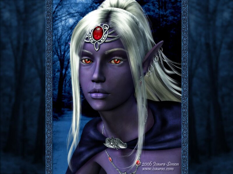 Elf Woman with Red Eyes — Purple
