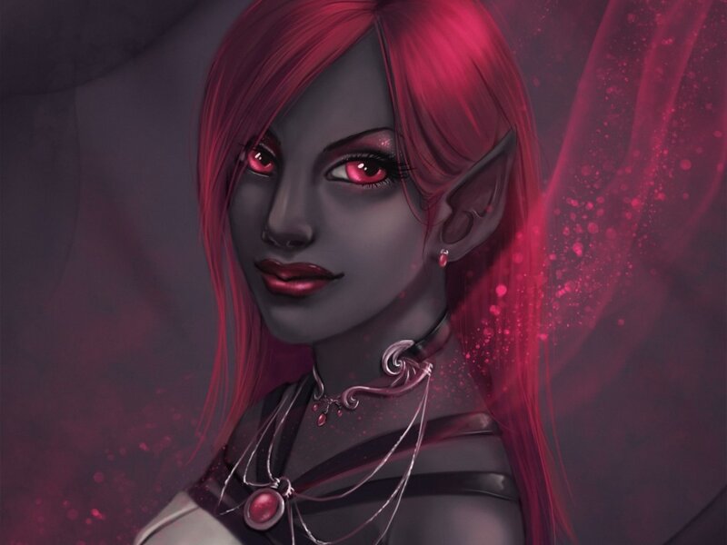 Elf Woman with Red Hair — Black