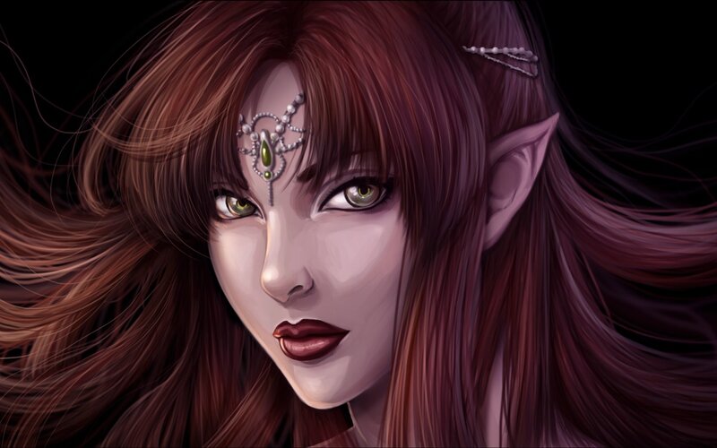 Elf Woman with Red Hair — Brown
