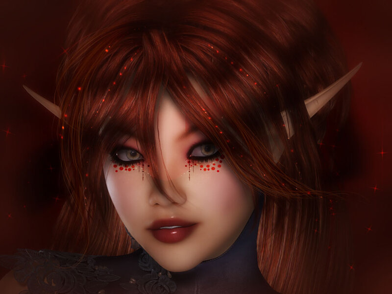 Elf Woman with Red Hair — Dramatic, Digital Art