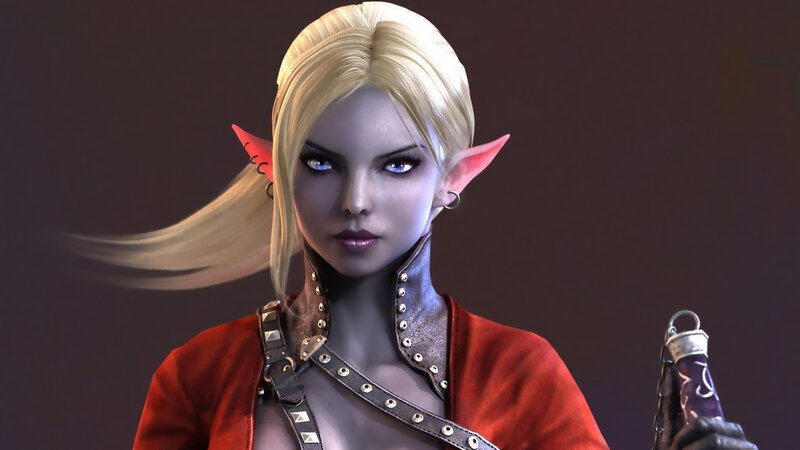 Elf Woman with Red Jacket — Serious