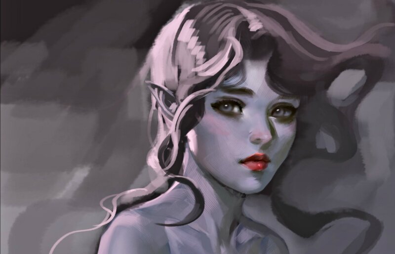 Elf Woman with Red Lips