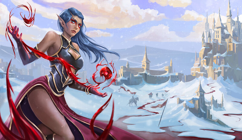 Elf Woman with Red Magic