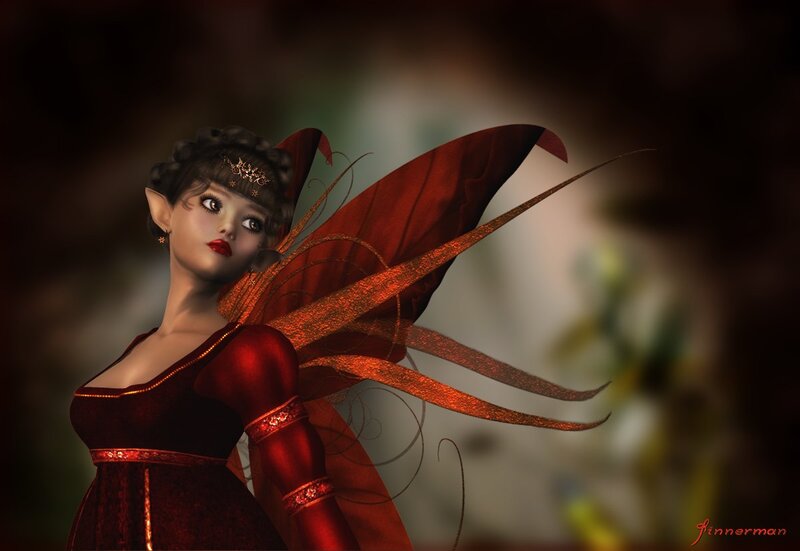 Elf Woman with Red Wings