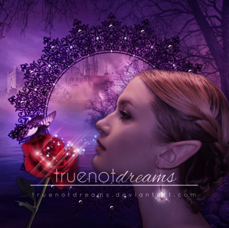 Elf Woman with Rose — Purple