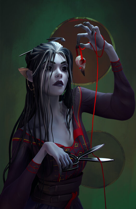 Elf Woman with Scissors