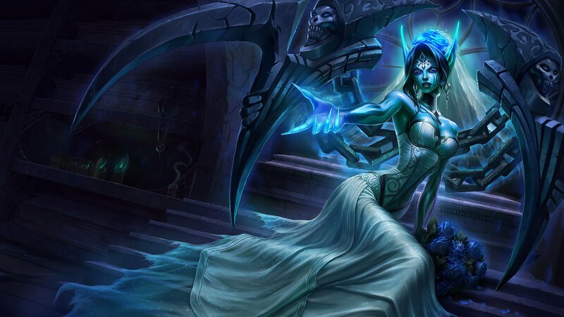 Elf Woman with Scythe — Blue, Dramatic
