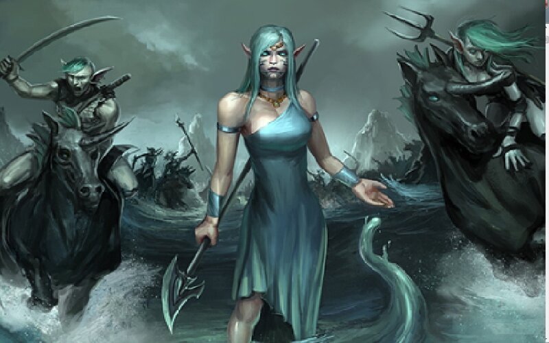 Elf Woman with Spear — Gray