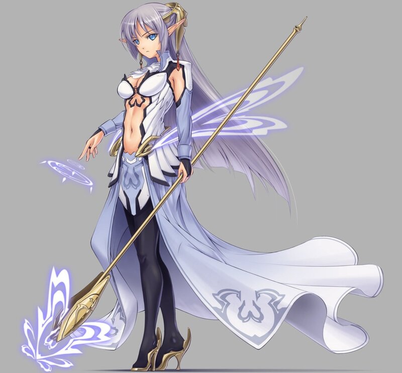Elf Woman with Spear — White