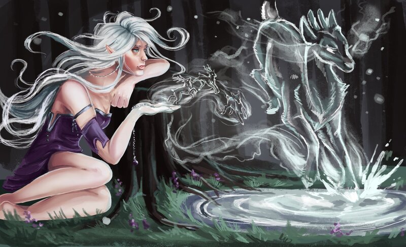 Elf Woman with Spirit — Purple