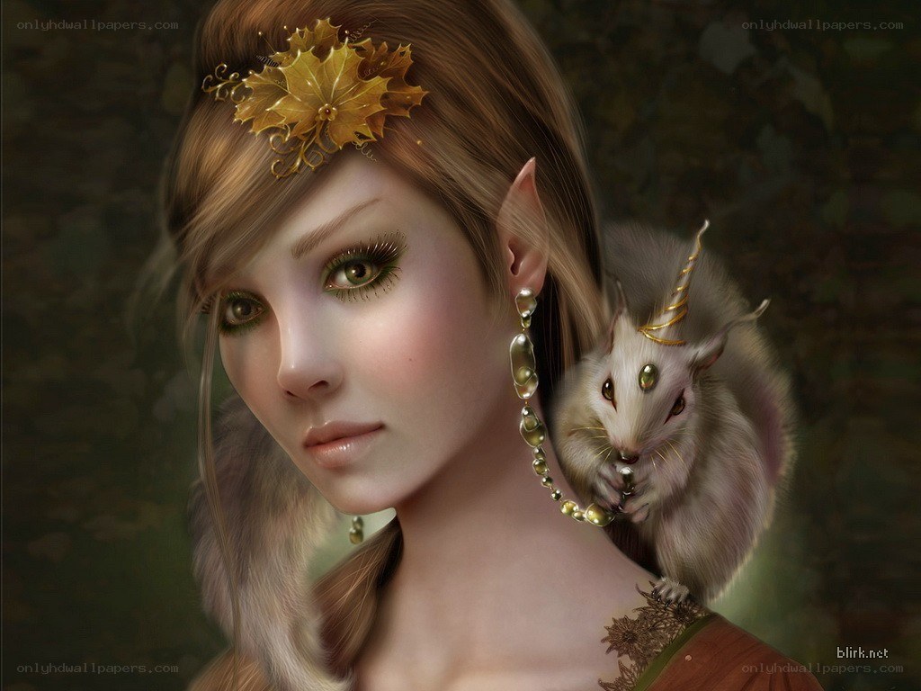 elf woman with squirrel
