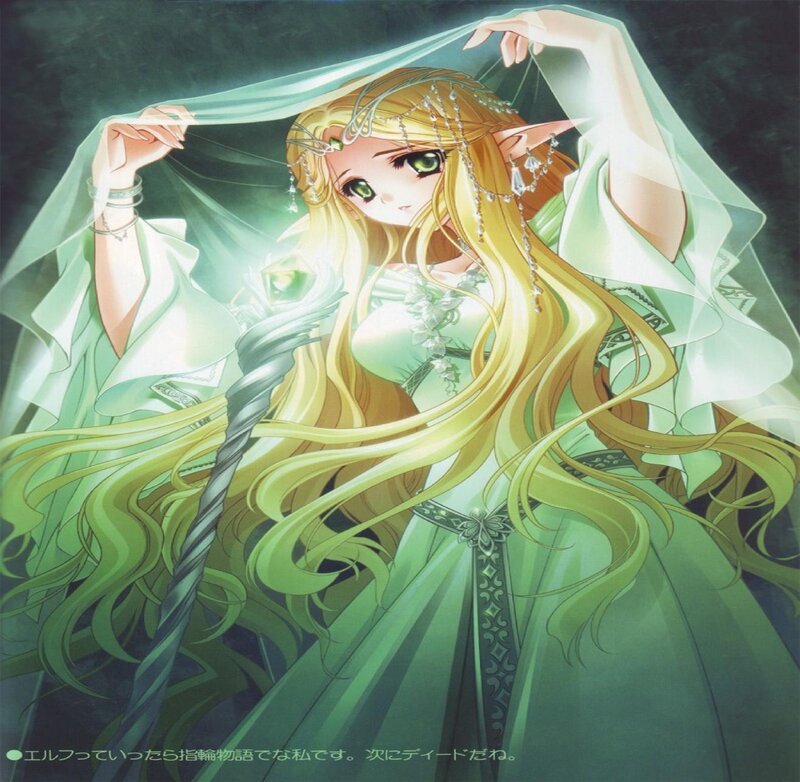 Elf Woman with Staff — Green, Dramatic, Anime