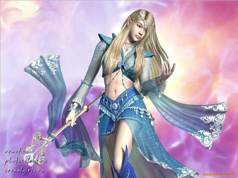Elf Woman with Staff — Purple, Fantasy, 3d Render