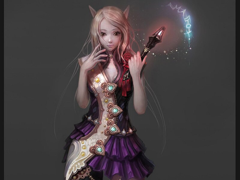 Elf Woman with Staff — Purple, Mysterious