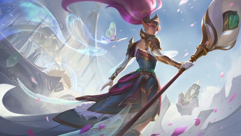 Elf Woman with Staff — Purple, Serene, Afternoon, Digital Art