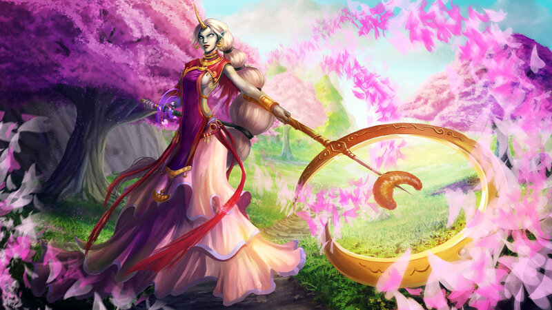 Elf Woman with Staff — Purple, Serene, Spring