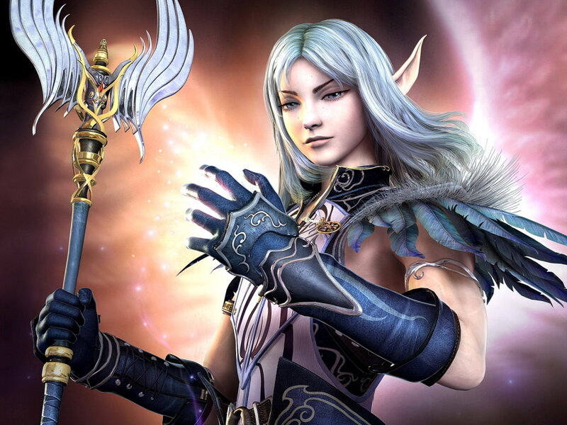 Elf Woman with Staff — Silver