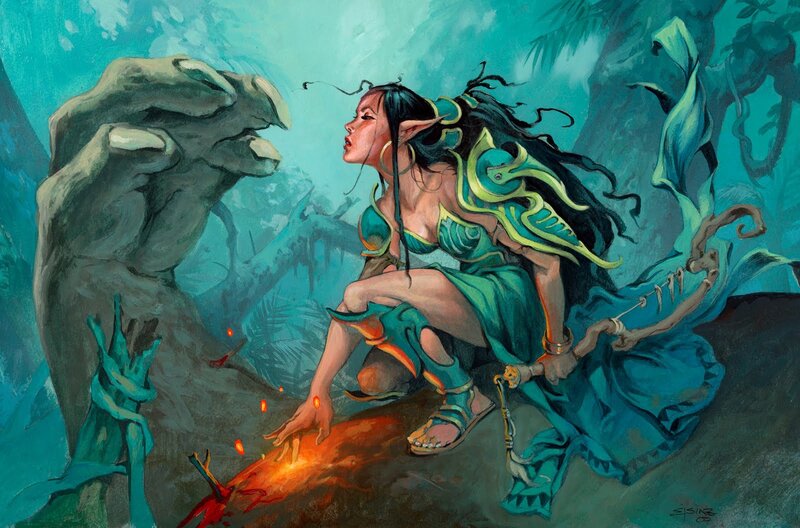 Elf Woman with Staff — Teal