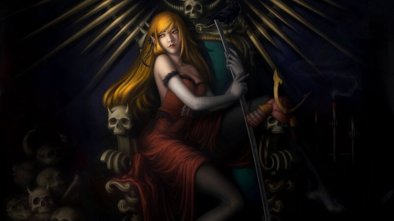 Elf Woman with Sword — Red