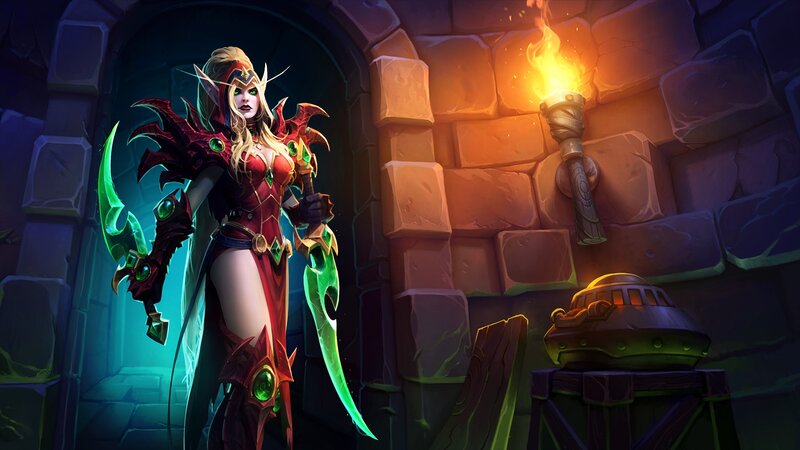Elf Woman with Swords — Red