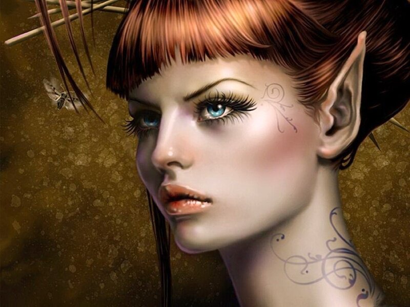 Elf Woman with Tattoos — Brown
