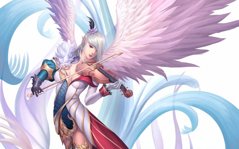 Elf Woman with Violin — White