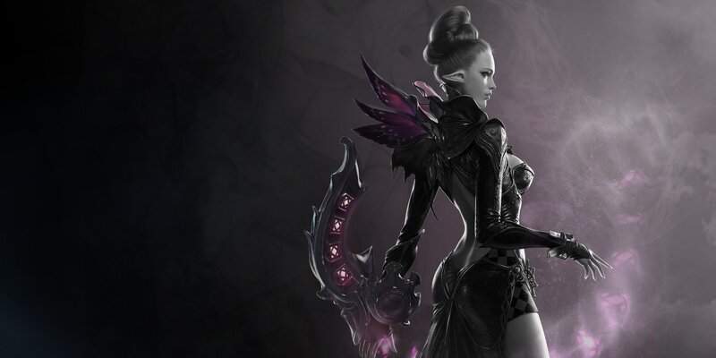 Elf Woman with Weapon — Black