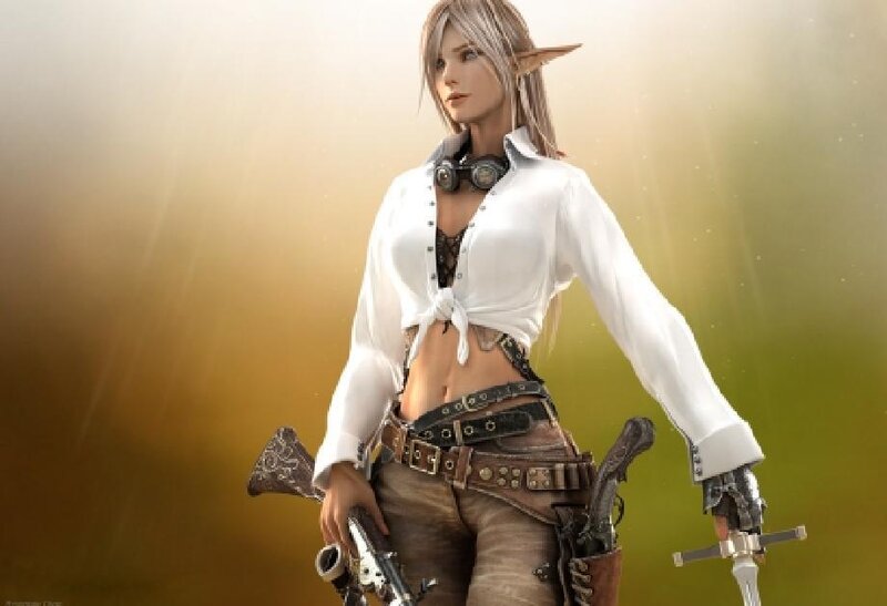 Elf Woman with Weapons
