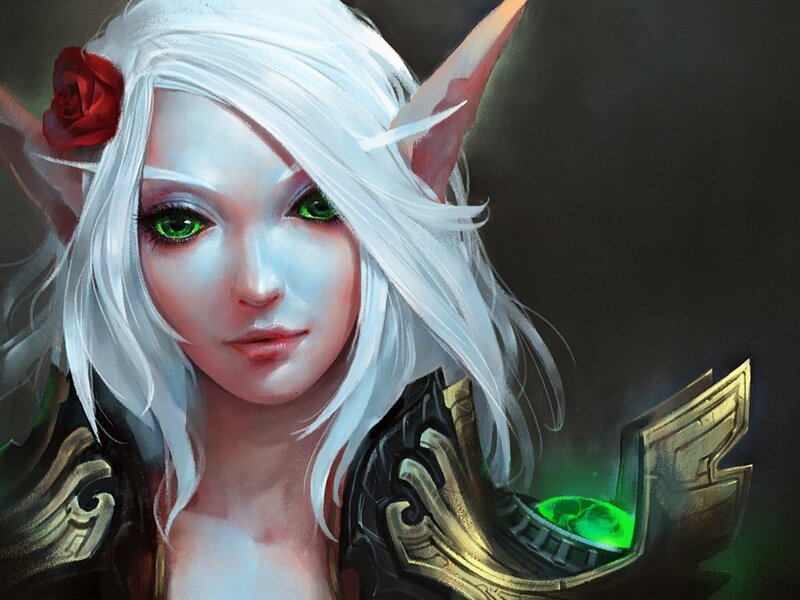 Elf Woman with White Hair — Dramatic