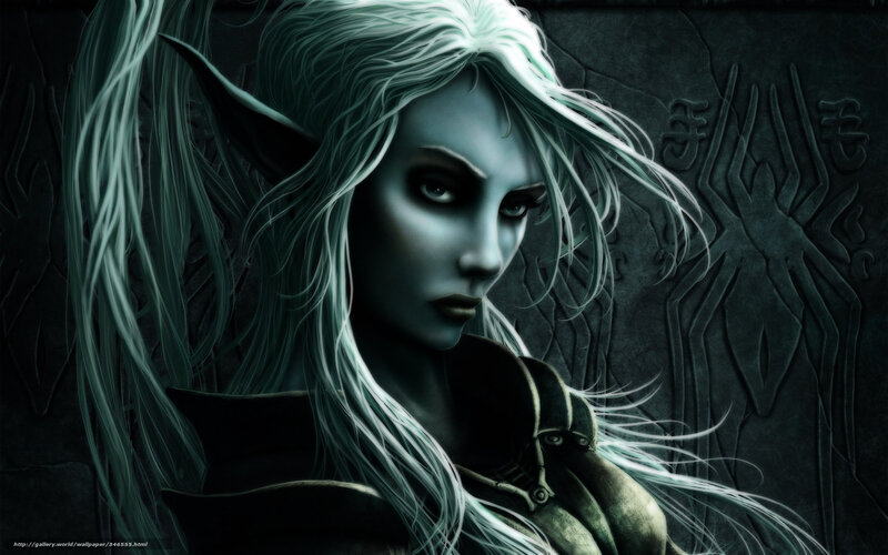 Elf Woman with White Hair — Green, Dramatic