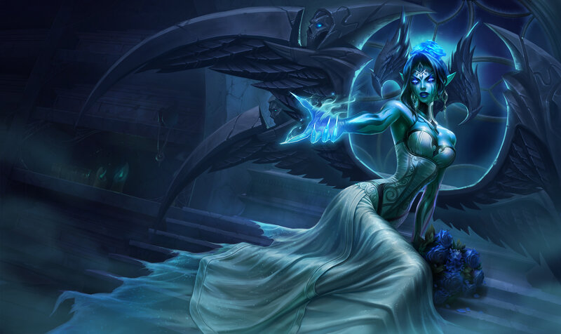 Elf Woman with Wings — Blue, Dramatic, Night, Digital Art, Magic