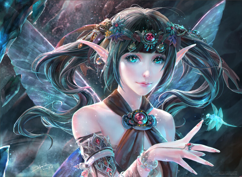 Elf Woman with Wings — Blue, Ethereal