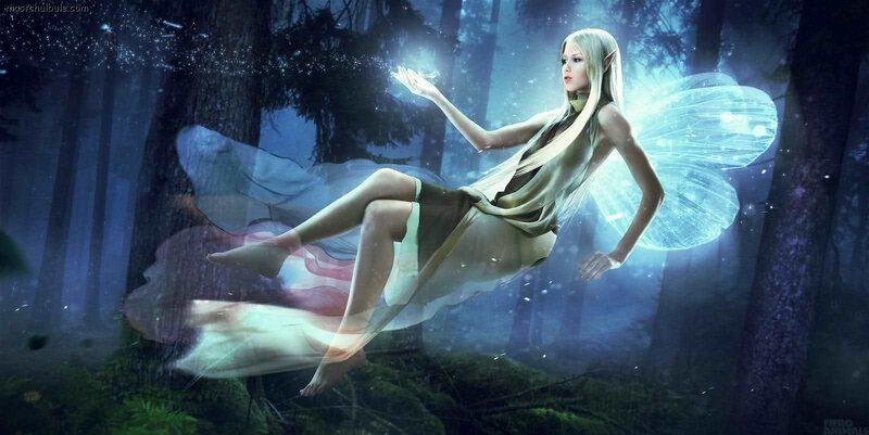 Elf Woman with Wings — Blue, Serene
