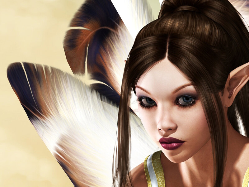 Elf Woman with Wings — Brown