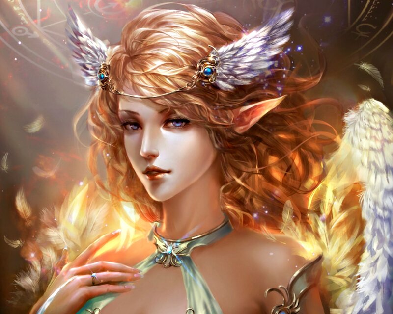 Elf Woman with Wings — Gold