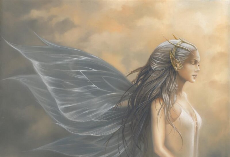Elf Woman with Wings — Gray
