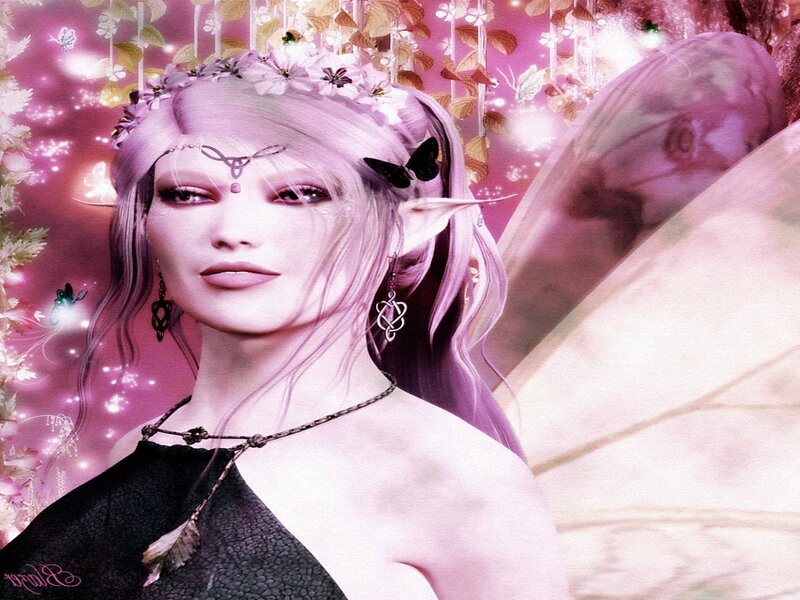 Elf Woman with Wings — Pink