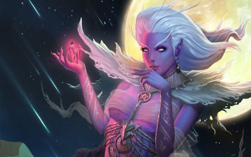 Elf Woman with Wings — Purple, Dramatic, Night