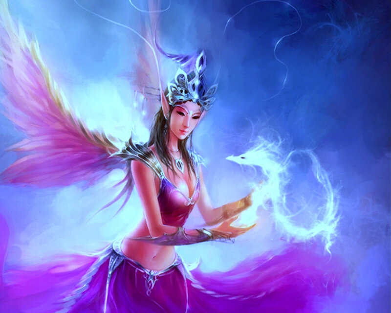 Elf Woman with Wings — Purple, Magical