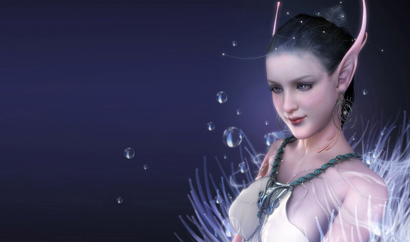 Elf Woman with Wings — Purple, Serene