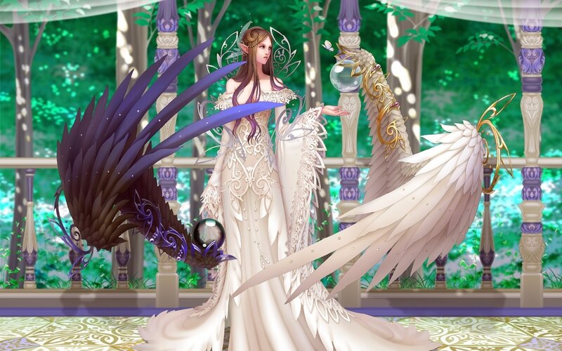 Elf Woman with Wings — White, Serene, Afternoon, Digital Art